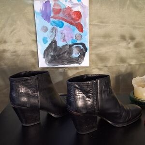 Rachel Comey Black Croc-Embossed Booties